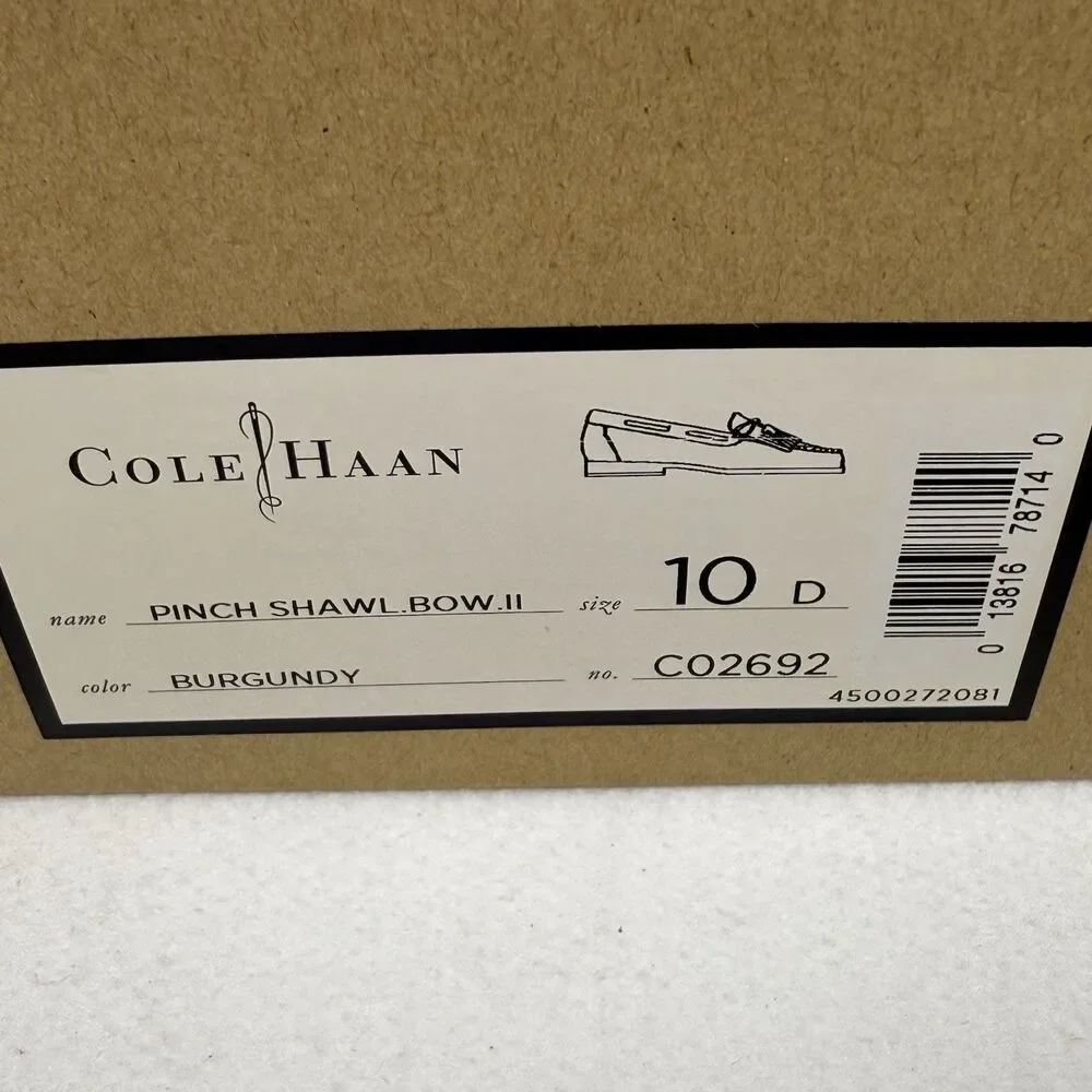 Cole Haan Men's Dress Shoes Burgundy Pinch Shawl Bow II Size 10D 1117